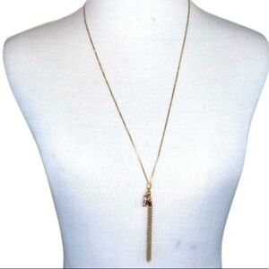 Ettika REVOLVE Gold Tone Tassel Necklace Crystal Charm